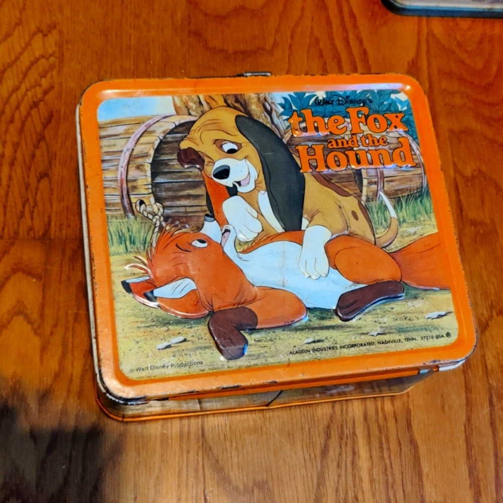 Walt Disney The Fox and the Hound Metal Lunch Box-Aladdin Vintage